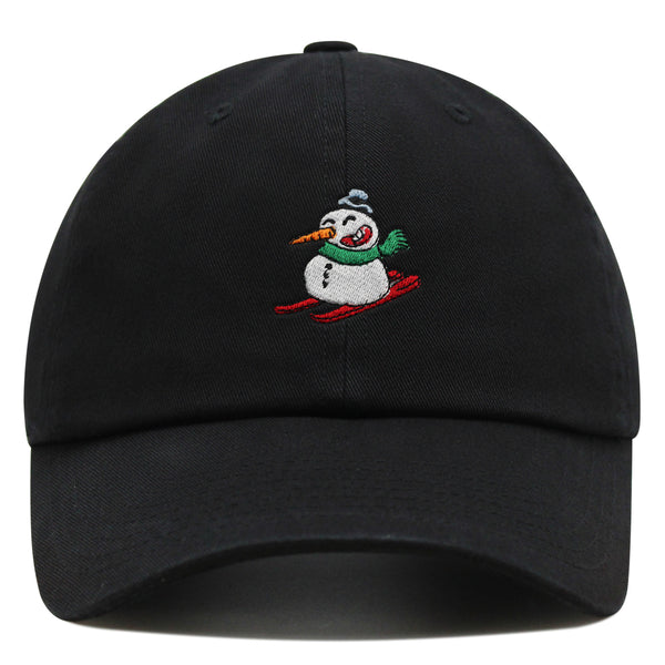 Snowman Skiing with Scarf Premium Dad Hat Embroidered Cotton Baseball Cap Snowman Skiing