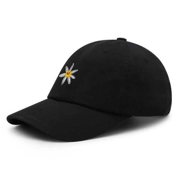 Flower Smile Premium Dad Hat Embroidered Cotton Baseball Cap Floral Emblem