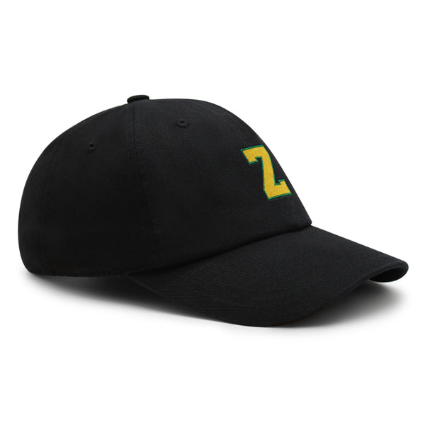 Initial Z College Letter Premium Dad Hat Embroidered Cotton Baseball Cap Yellow Alphabet