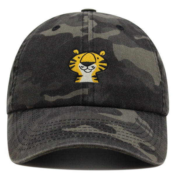 Cute Tiger Portrait Premium Dad Hat Embroidered Cotton Baseball Cap Wildlife Artistry