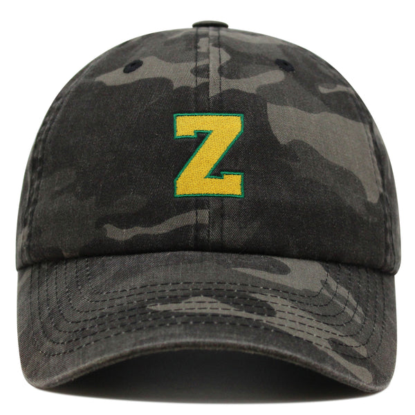 Initial Z College Letter Premium Dad Hat Embroidered Cotton Baseball Cap Yellow Alphabet