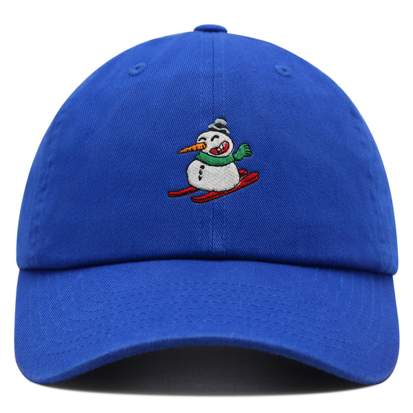 Snowman Skiing with Scarf Premium Dad Hat Embroidered Cotton Baseball Cap Snowman Skiing