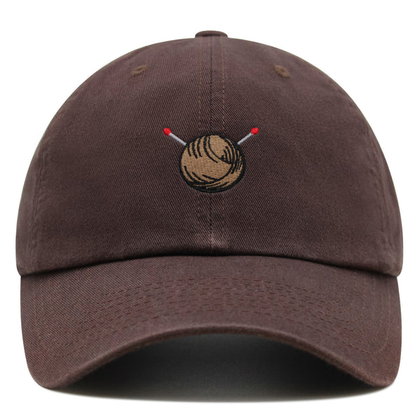Brown Yarn Premium Dad Hat Embroidered Cotton Baseball Cap Stitchcraft Threadwork