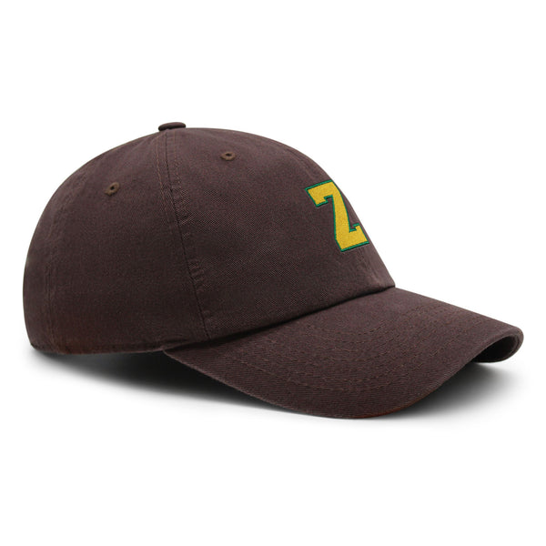 Initial Z College Letter Premium Dad Hat Embroidered Cotton Baseball Cap Yellow Alphabet
