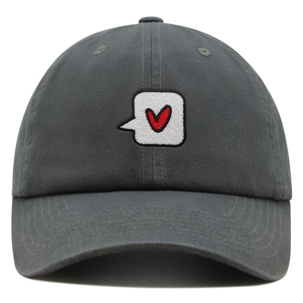 Minimalist Heart Speech Bubble Premium Dad Hat Embroidered Cotton Baseball Cap Minimalist Heart