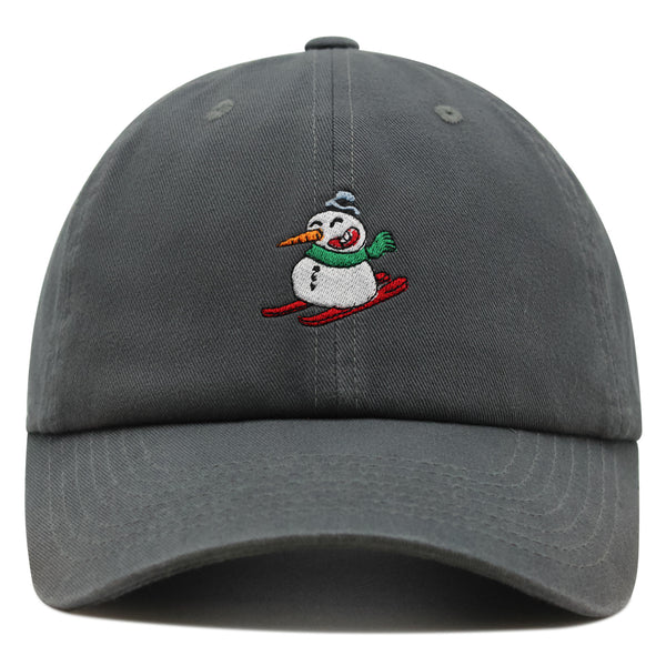 Snowman Skiing with Scarf Premium Dad Hat Embroidered Cotton Baseball Cap Snowman Skiing