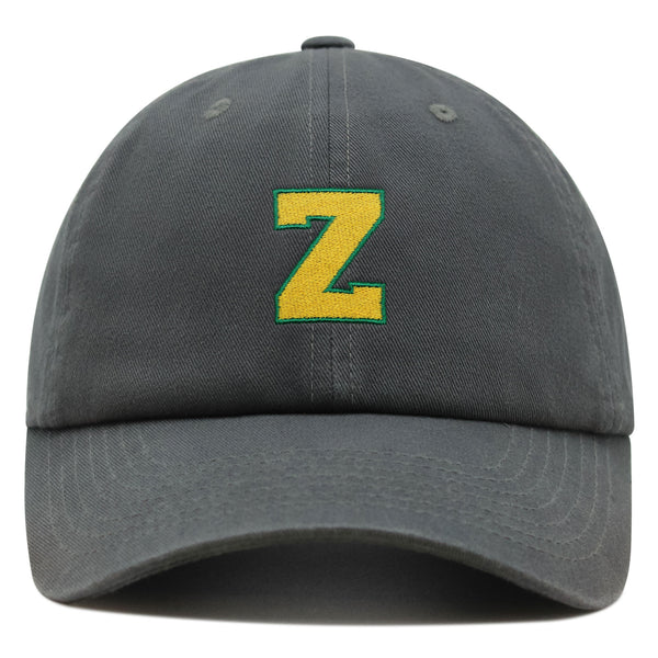 Initial Z College Letter Premium Dad Hat Embroidered Cotton Baseball Cap Yellow Alphabet