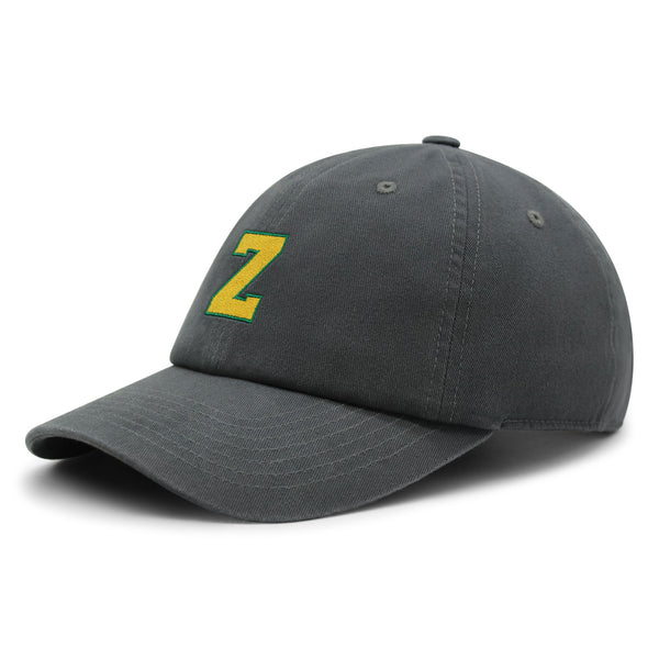 Initial Z College Letter Premium Dad Hat Embroidered Cotton Baseball Cap Yellow Alphabet