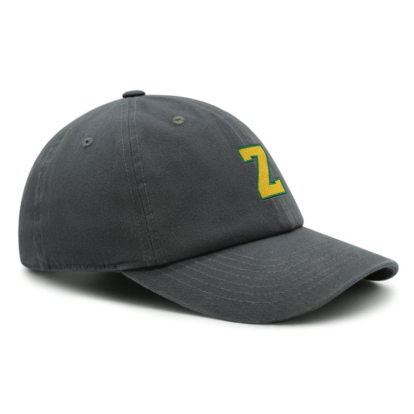 Initial Z College Letter Premium Dad Hat Embroidered Cotton Baseball Cap Yellow Alphabet