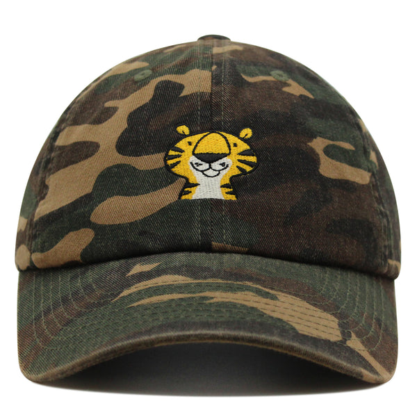 Cute Tiger Portrait Premium Dad Hat Embroidered Cotton Baseball Cap Wildlife Artistry