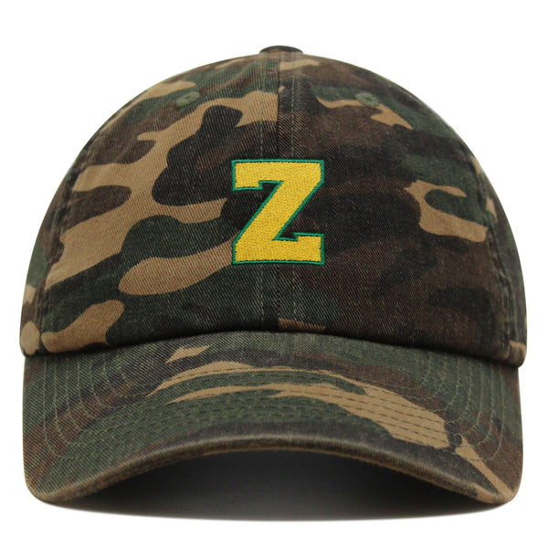 Initial Z College Letter Premium Dad Hat Embroidered Cotton Baseball Cap Yellow Alphabet