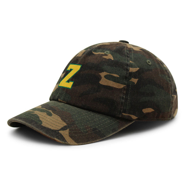 Initial Z College Letter Premium Dad Hat Embroidered Cotton Baseball Cap Yellow Alphabet