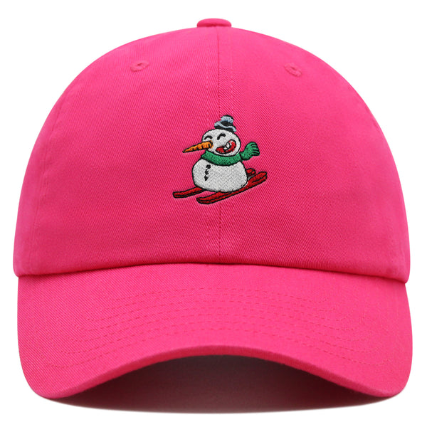 Snowman Skiing with Scarf Premium Dad Hat Embroidered Cotton Baseball Cap Snowman Skiing