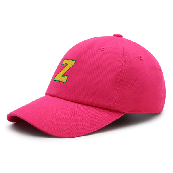 Initial Z College Letter Premium Dad Hat Embroidered Cotton Baseball Cap Yellow Alphabet