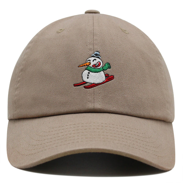 Snowman Skiing with Scarf Premium Dad Hat Embroidered Cotton Baseball Cap Snowman Skiing