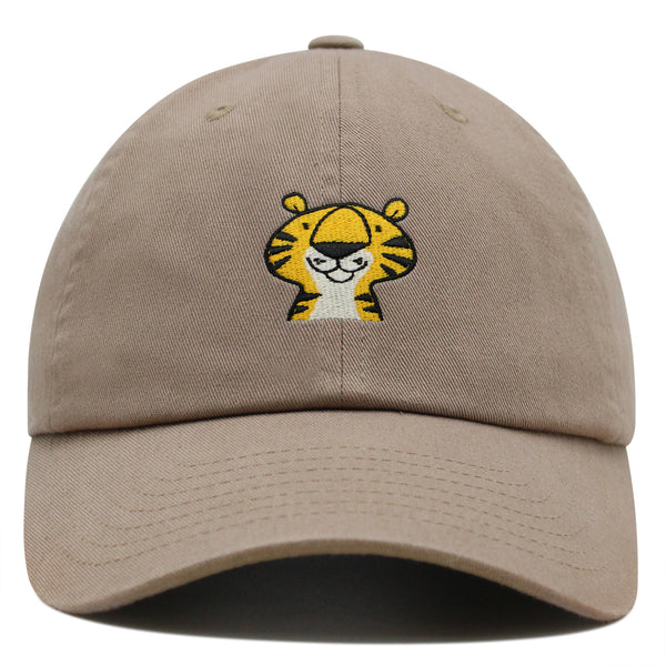 Cute Tiger Portrait Premium Dad Hat Embroidered Cotton Baseball Cap Wildlife Artistry