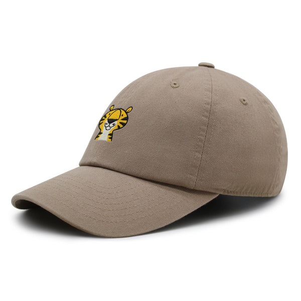 Cute Tiger Portrait Premium Dad Hat Embroidered Cotton Baseball Cap Wildlife Artistry