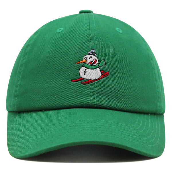 Snowman Skiing with Scarf Premium Dad Hat Embroidered Cotton Baseball Cap Snowman Skiing