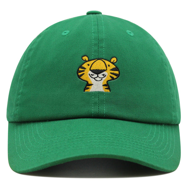 Cute Tiger Portrait Premium Dad Hat Embroidered Cotton Baseball Cap Wildlife Artistry