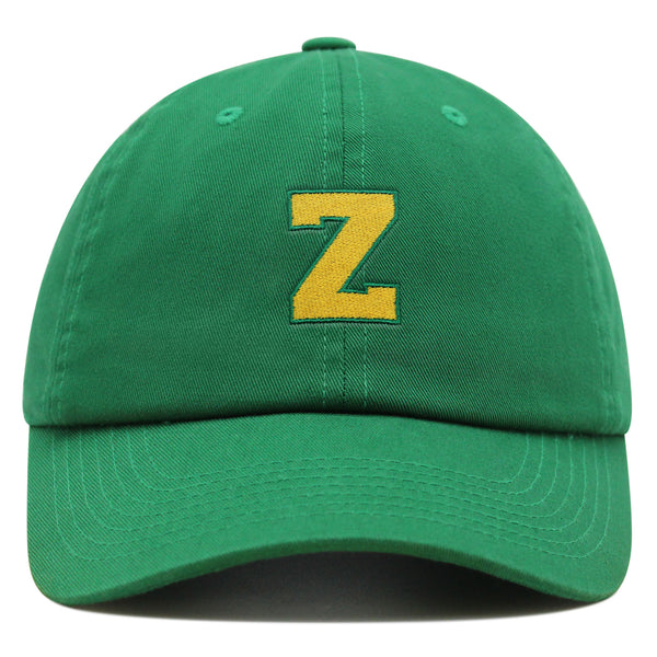 Initial Z College Letter Premium Dad Hat Embroidered Cotton Baseball Cap Yellow Alphabet