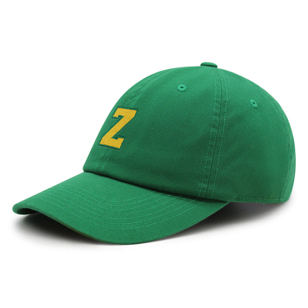 Initial Z College Letter Premium Dad Hat Embroidered Cotton Baseball Cap Yellow Alphabet