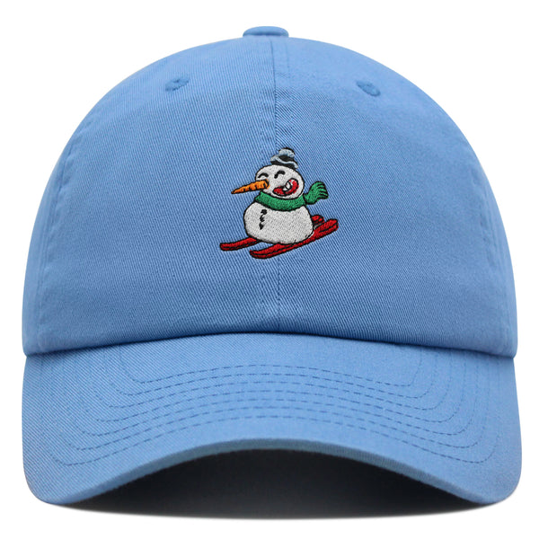Snowman Skiing with Scarf Premium Dad Hat Embroidered Cotton Baseball Cap Snowman Skiing