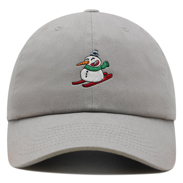 Snowman Skiing with Scarf Premium Dad Hat Embroidered Cotton Baseball Cap Snowman Skiing