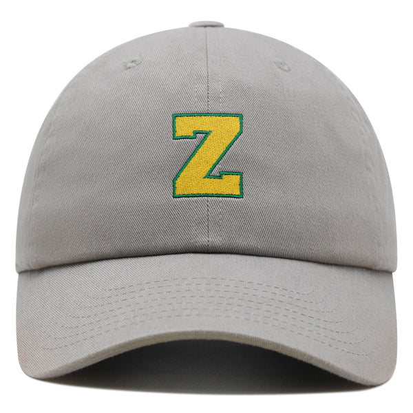 Initial Z College Letter Premium Dad Hat Embroidered Cotton Baseball Cap Yellow Alphabet