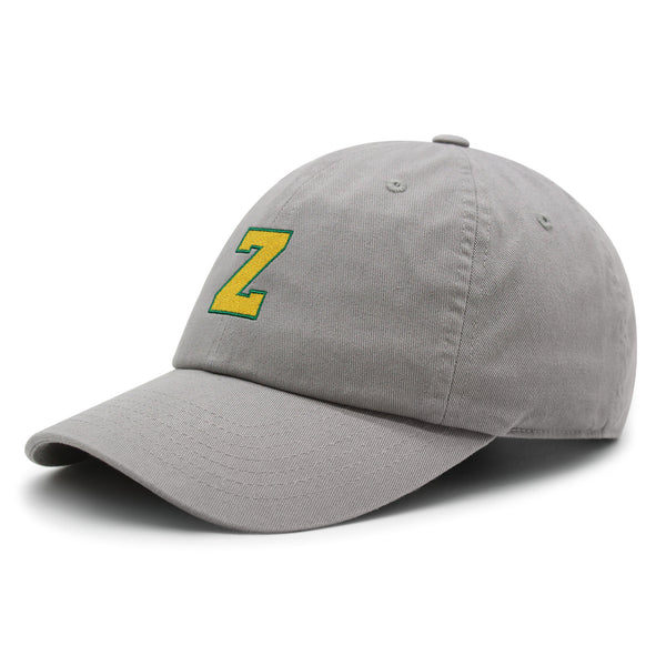 Initial Z College Letter Premium Dad Hat Embroidered Cotton Baseball Cap Yellow Alphabet