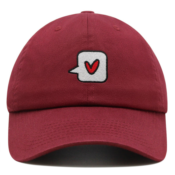 Minimalist Heart Speech Bubble Premium Dad Hat Embroidered Cotton Baseball Cap Minimalist Heart