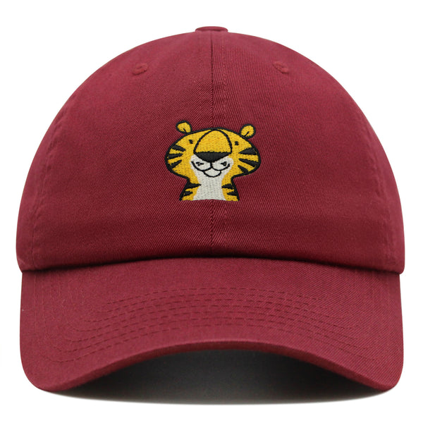Cute Tiger Portrait Premium Dad Hat Embroidered Cotton Baseball Cap Wildlife Artistry
