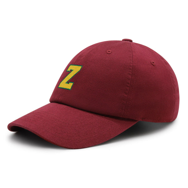 Initial Z College Letter Premium Dad Hat Embroidered Cotton Baseball Cap Yellow Alphabet