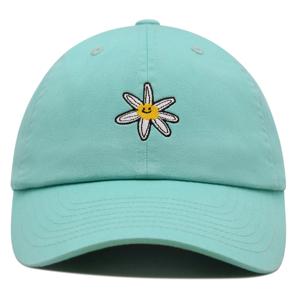 Flower Smile Premium Dad Hat Embroidered Cotton Baseball Cap Floral Emblem