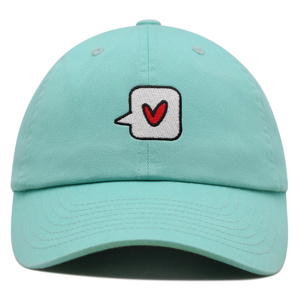 Minimalist Heart Speech Bubble Premium Dad Hat Embroidered Cotton Baseball Cap Minimalist Heart