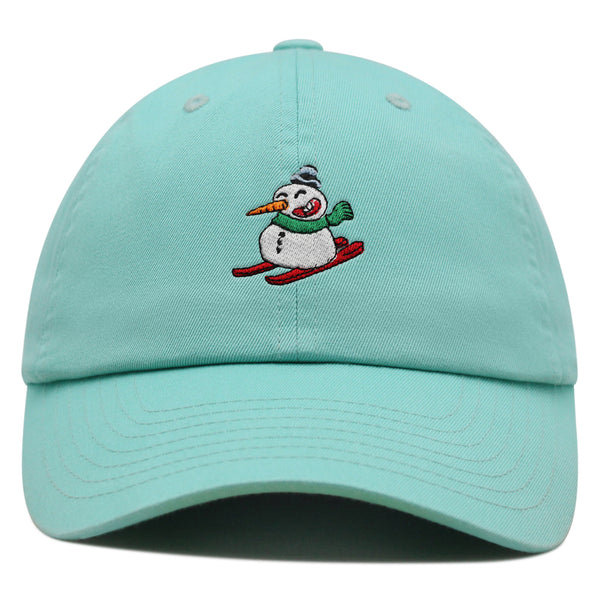 Snowman Skiing with Scarf Premium Dad Hat Embroidered Cotton Baseball Cap Snowman Skiing