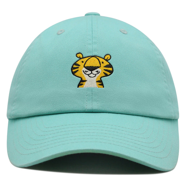 Cute Tiger Portrait Premium Dad Hat Embroidered Cotton Baseball Cap Wildlife Artistry