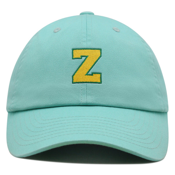Initial Z College Letter Premium Dad Hat Embroidered Cotton Baseball Cap Yellow Alphabet