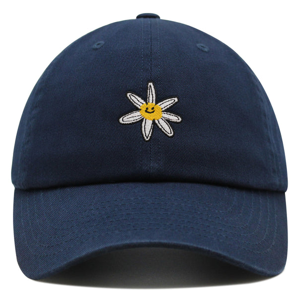 Flower Smile Premium Dad Hat Embroidered Cotton Baseball Cap Floral Emblem