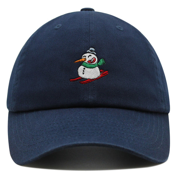 Snowman Skiing with Scarf Premium Dad Hat Embroidered Cotton Baseball Cap Snowman Skiing