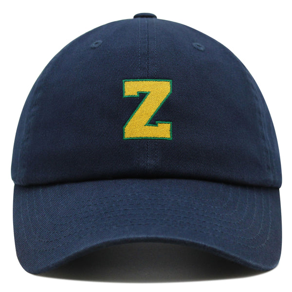 Initial Z College Letter Premium Dad Hat Embroidered Cotton Baseball Cap Yellow Alphabet