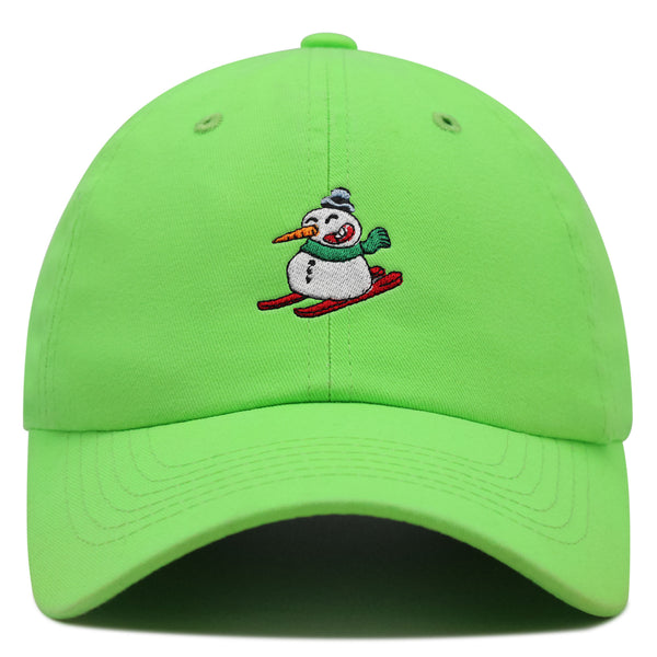 Snowman Skiing with Scarf Premium Dad Hat Embroidered Cotton Baseball Cap Snowman Skiing
