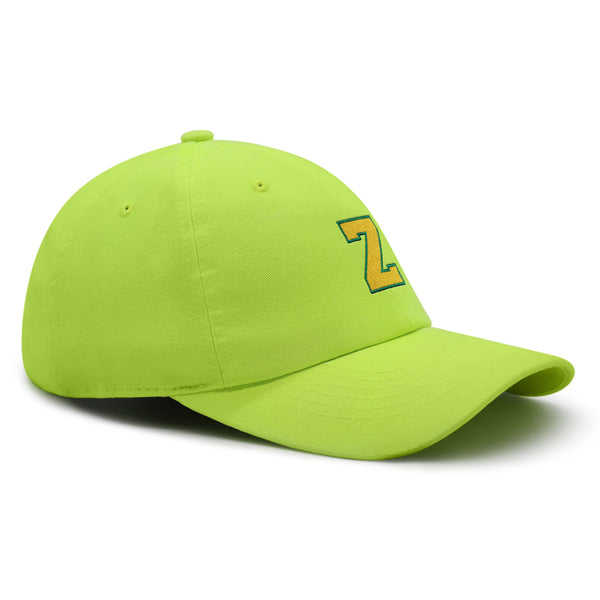 Initial Z College Letter Premium Dad Hat Embroidered Cotton Baseball Cap Yellow Alphabet