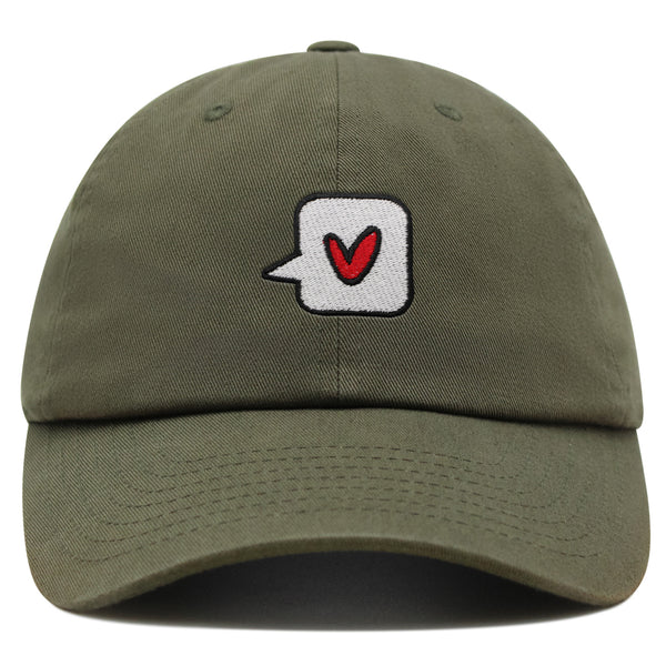 Minimalist Heart Speech Bubble Premium Dad Hat Embroidered Cotton Baseball Cap Minimalist Heart