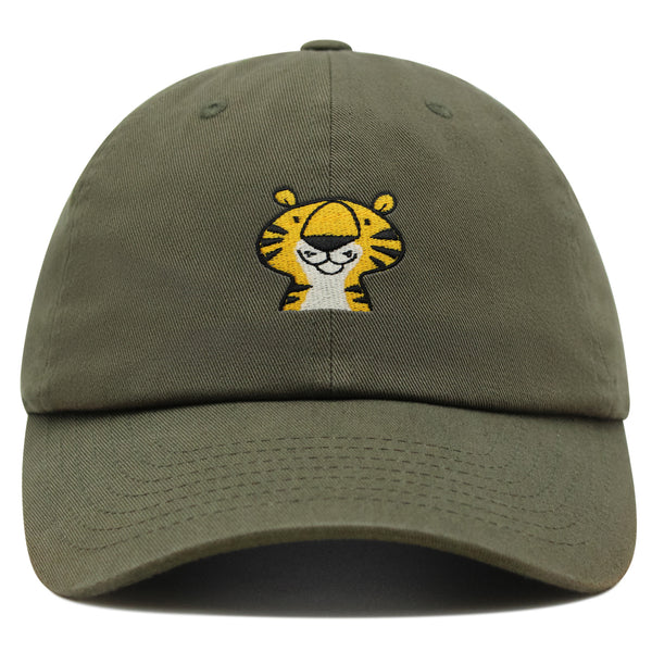 Cute Tiger Portrait Premium Dad Hat Embroidered Cotton Baseball Cap Wildlife Artistry