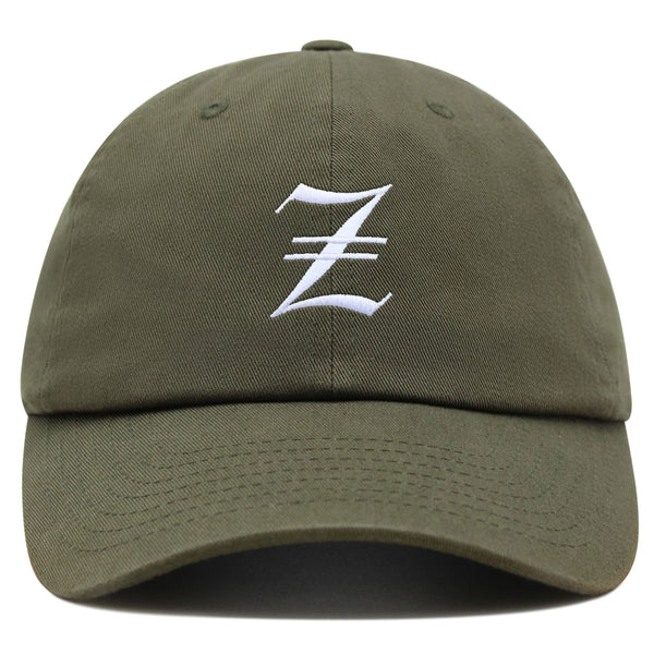 Old English Letter Z Premium Dad Hat Embroidered Cotton Baseball Cap English Alphabet
