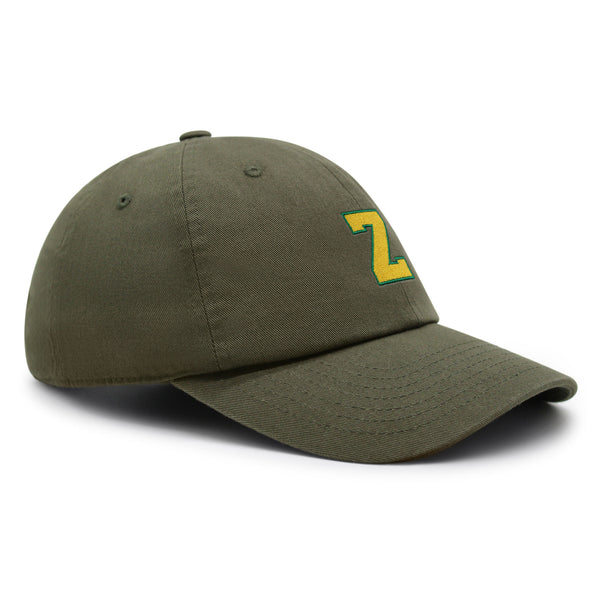 Initial Z College Letter Premium Dad Hat Embroidered Cotton Baseball Cap Yellow Alphabet
