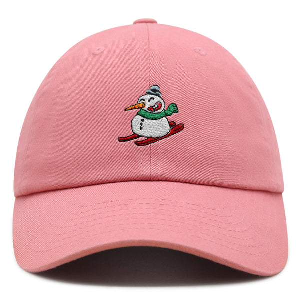 Snowman Skiing with Scarf Premium Dad Hat Embroidered Cotton Baseball Cap Snowman Skiing