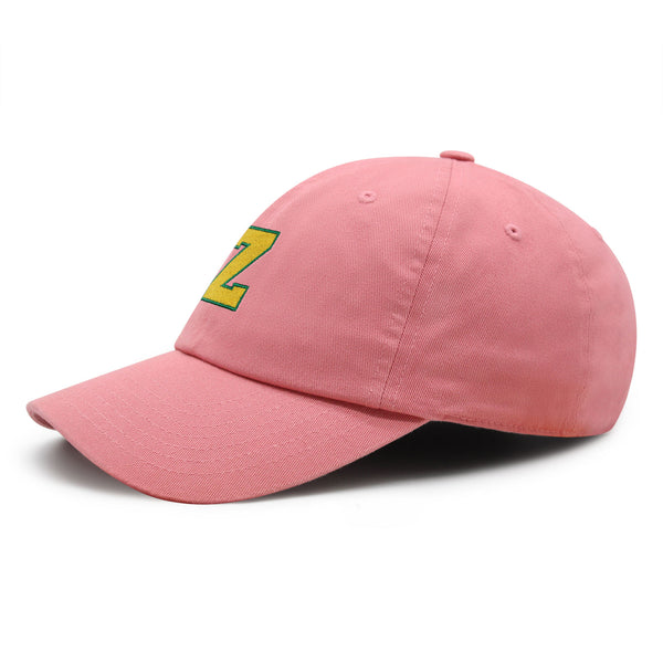 Initial Z College Letter Premium Dad Hat Embroidered Cotton Baseball Cap Yellow Alphabet