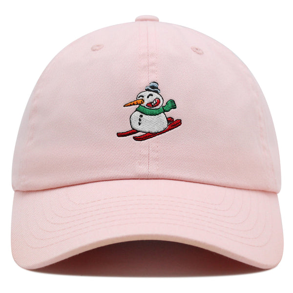Snowman Skiing with Scarf Premium Dad Hat Embroidered Cotton Baseball Cap Snowman Skiing