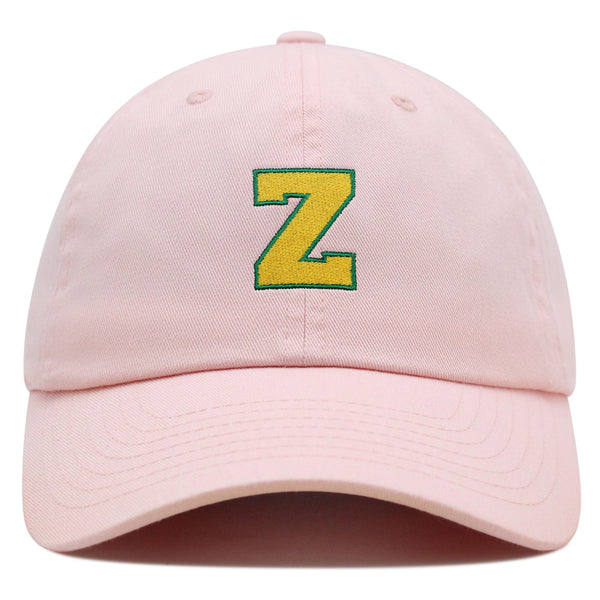 Initial Z College Letter Premium Dad Hat Embroidered Cotton Baseball Cap Yellow Alphabet